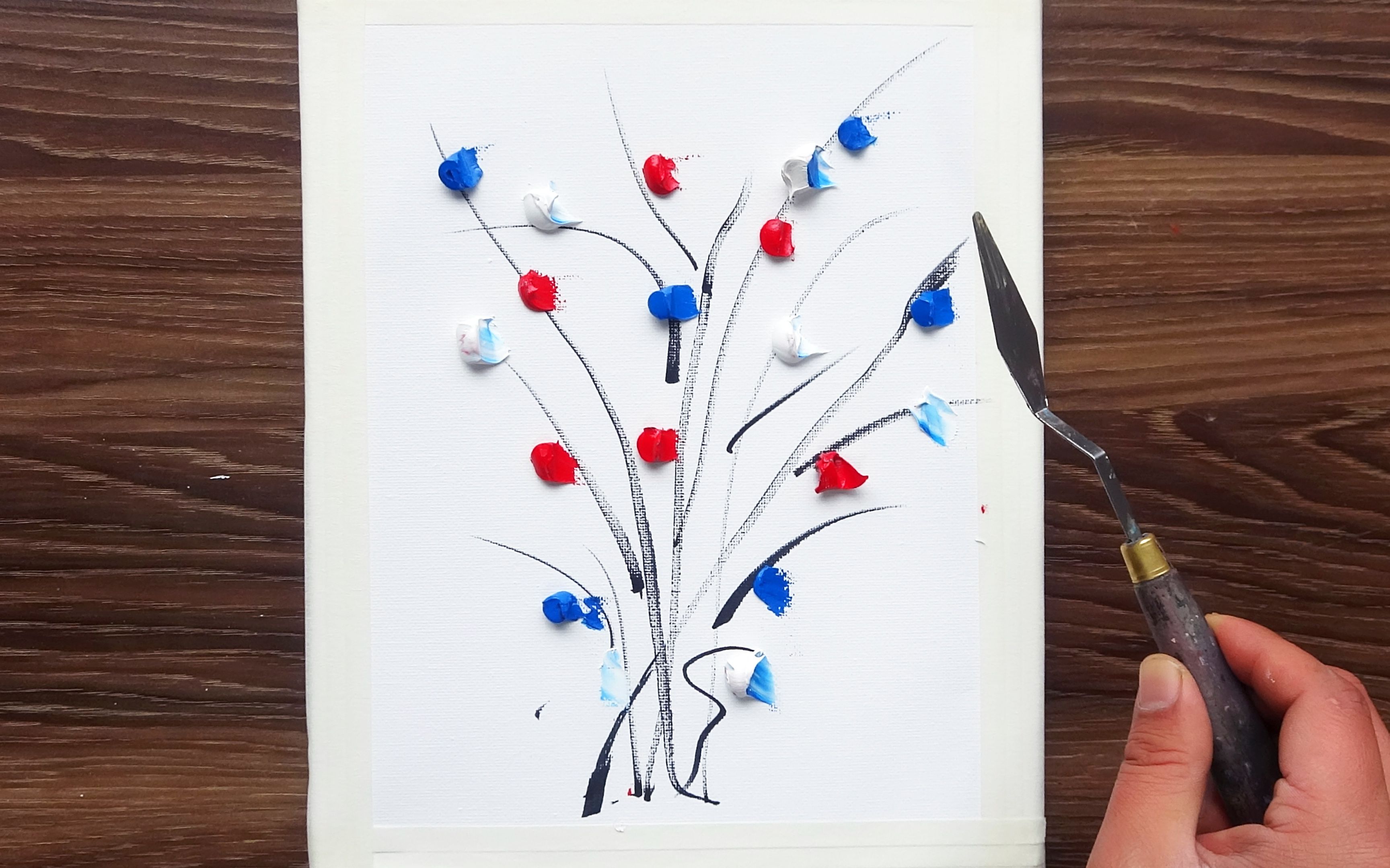 首先挤出19"坨"颜料,寥寥数刮刀后,呈现的粉色玫瑰好看极啦!