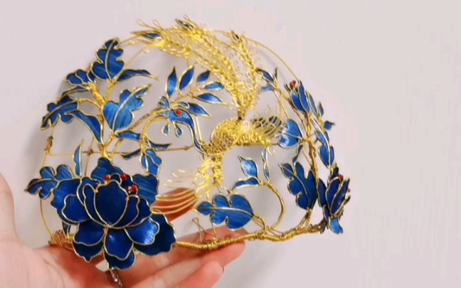 随意仿点翠发冠凤穿牡丹原创