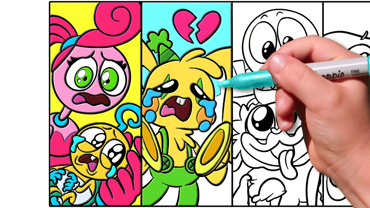 用彩色画笔给动物朋友们上色