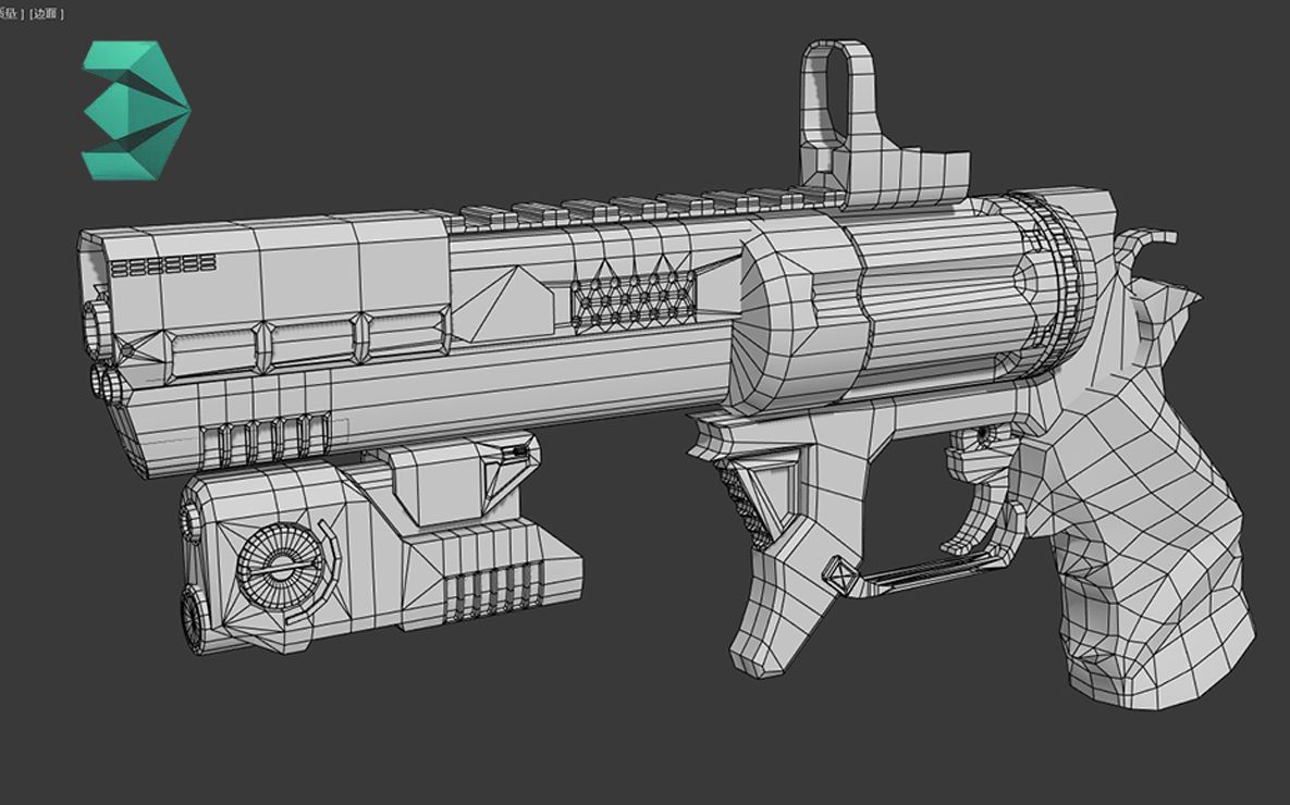 【3dmax次世代手枪建模】简单武器建模教学 
