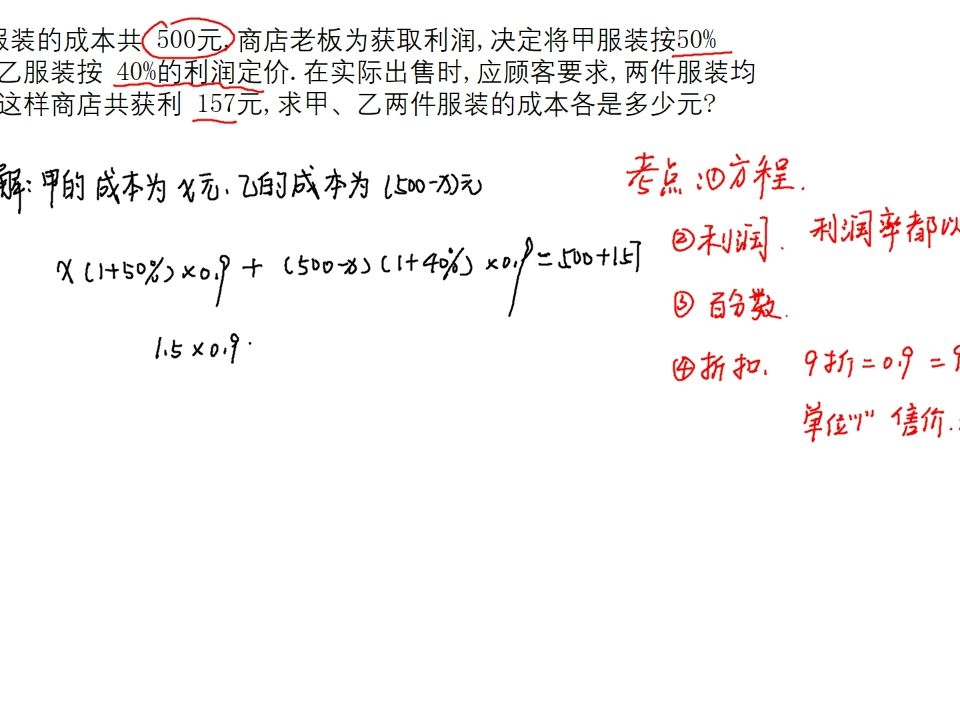 小學必考重難點利潤百分數應用題