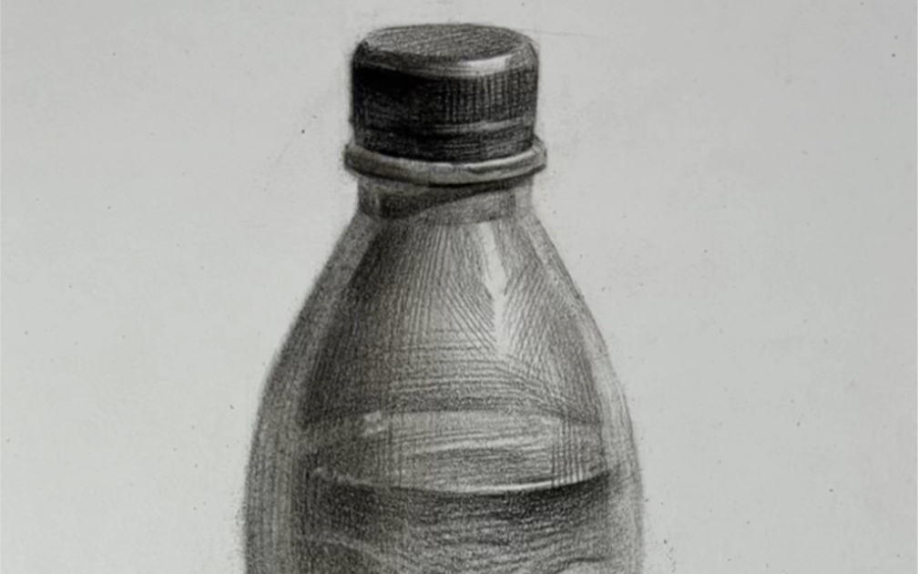 矿泉水瓶设计素描图片