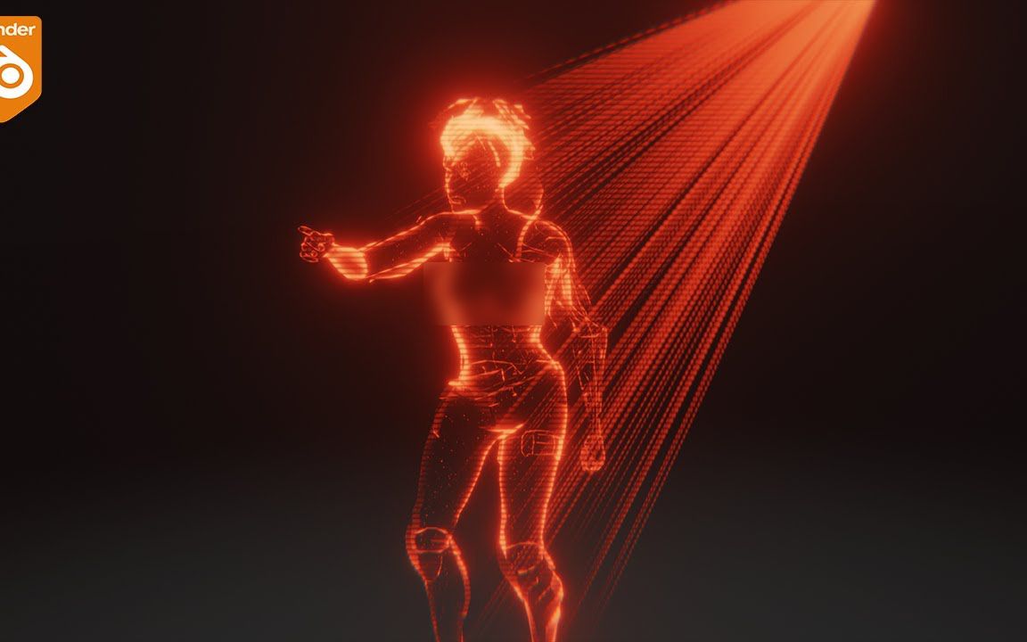 blender几何节点制作全息投影效果动画