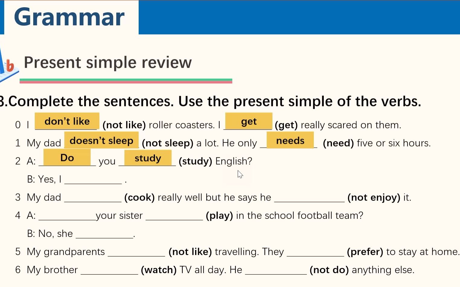 TKU1Grammer一般现在时用法填空哔哩哔哩bilibili