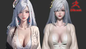 【zbrush教程】美少女动漫人物建模，头发雕刻、衣服制作教程、 zbrush女性人物建模 次世代女性角色模型雕刻教程