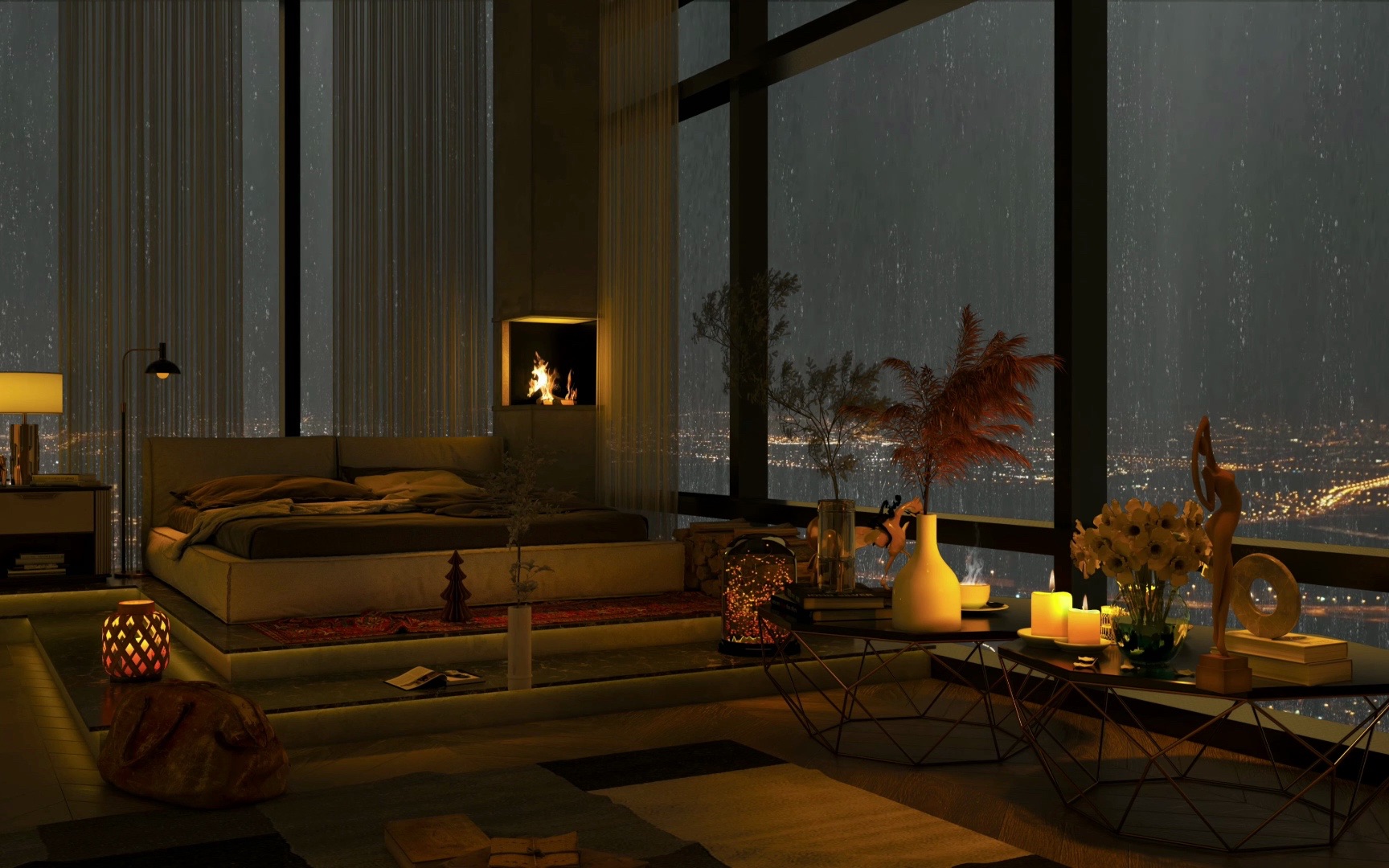 【4k|爵士乐】静谧雨夜,卧室休闲/放松/学习/专注背景声