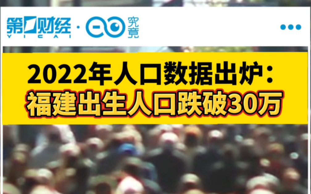 2022年人口数据出炉:福建出生人口跌破30万哔哩哔哩bilibili