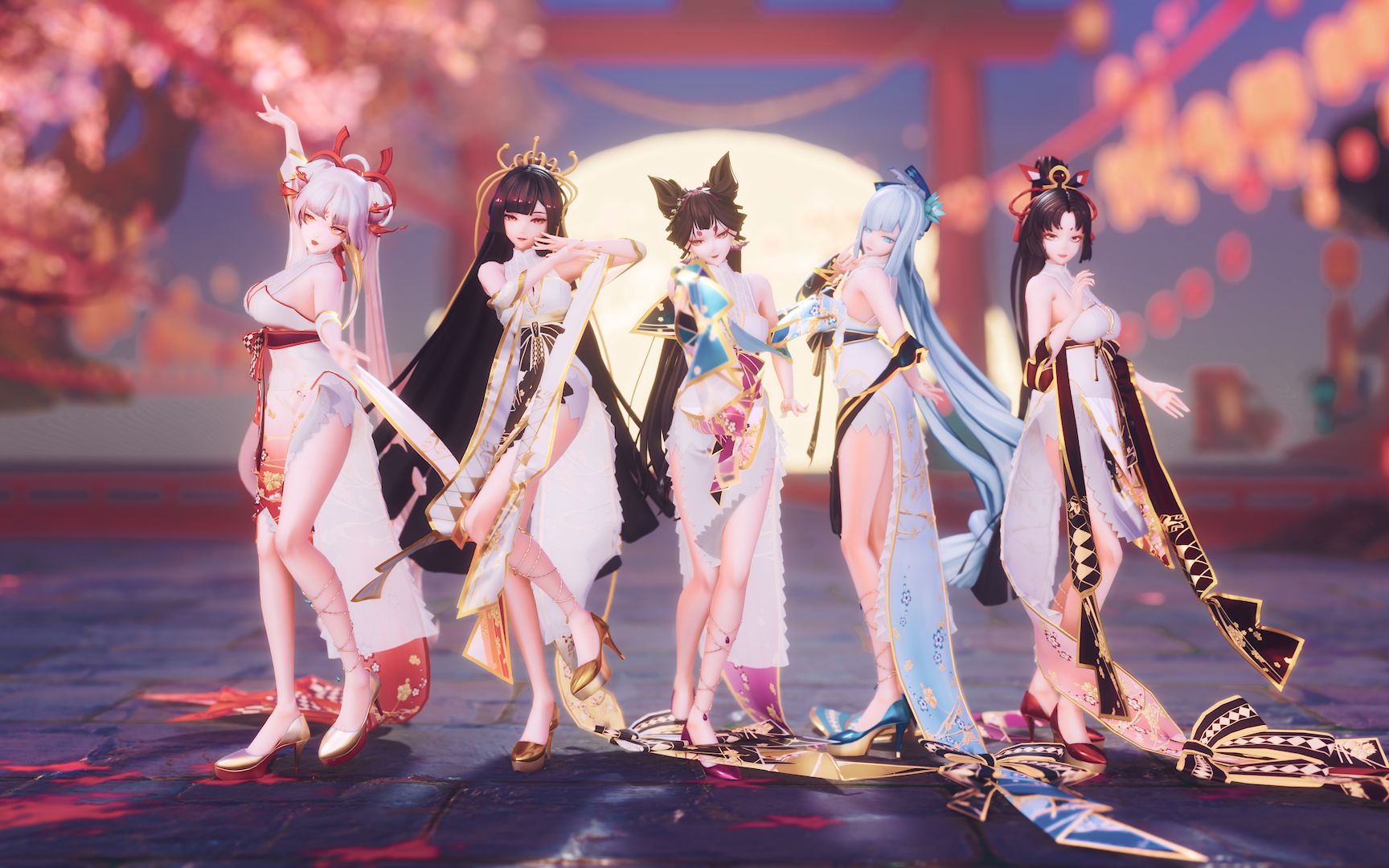 [图]【阴阳师MMD / 布料解算】前尘卷 II 旗袍五人组 II 今朝梦醒与君别，遥盼清风寄相思【EEVEE】