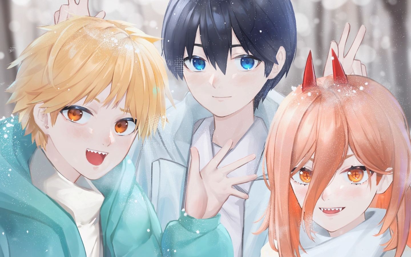 【绘画过程】早川一家的雪景合照