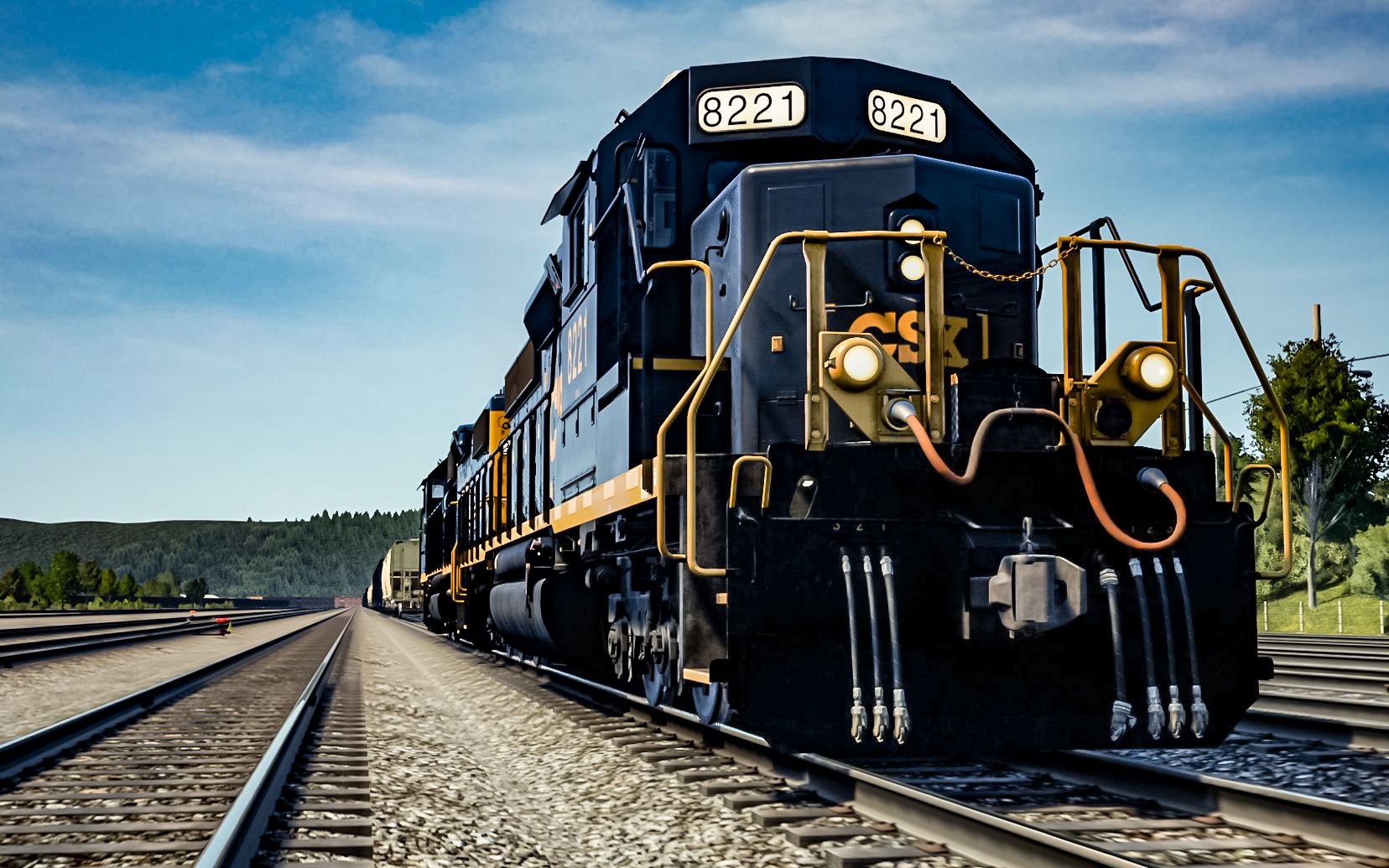 tsw242美铁sd402yn3b柴油电力机车y103西行送货调车任务下