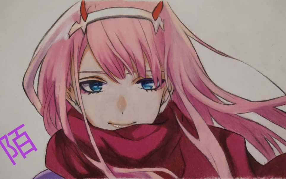 彩铅手绘一首歌的时间教你画02小姐姐darlinginthefranxx