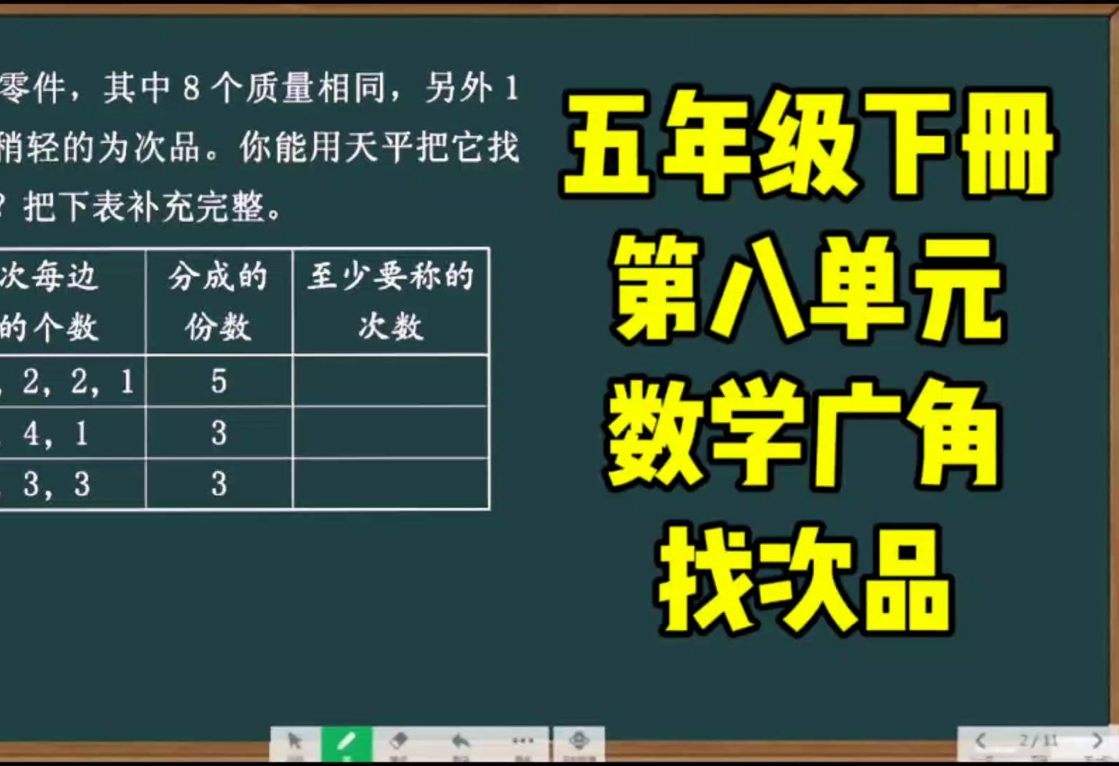 五年级数学下册第八单元数学广角找次品应用题必考题易错题