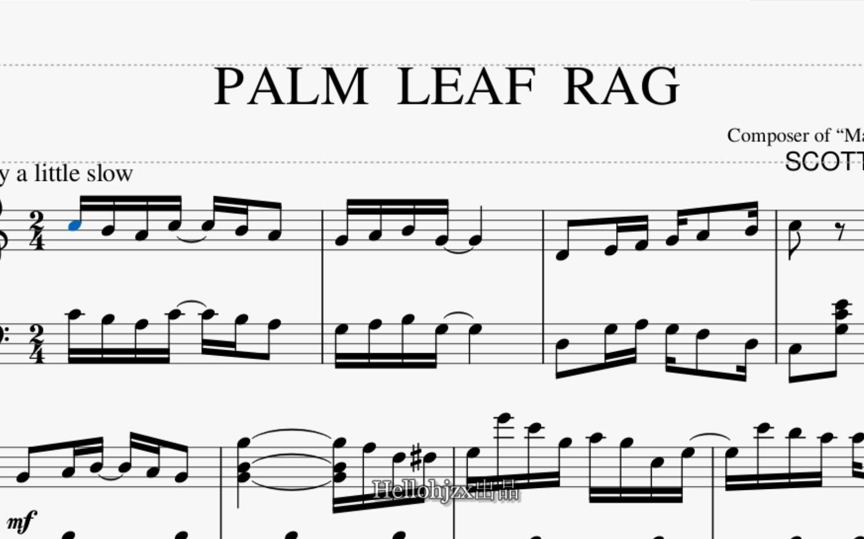 [图]乔普林：《棕榈叶雷格（C大调版）》-Scott Joplin：Palm Leaf Rag（1903年出版的早期拉格泰姆作品）