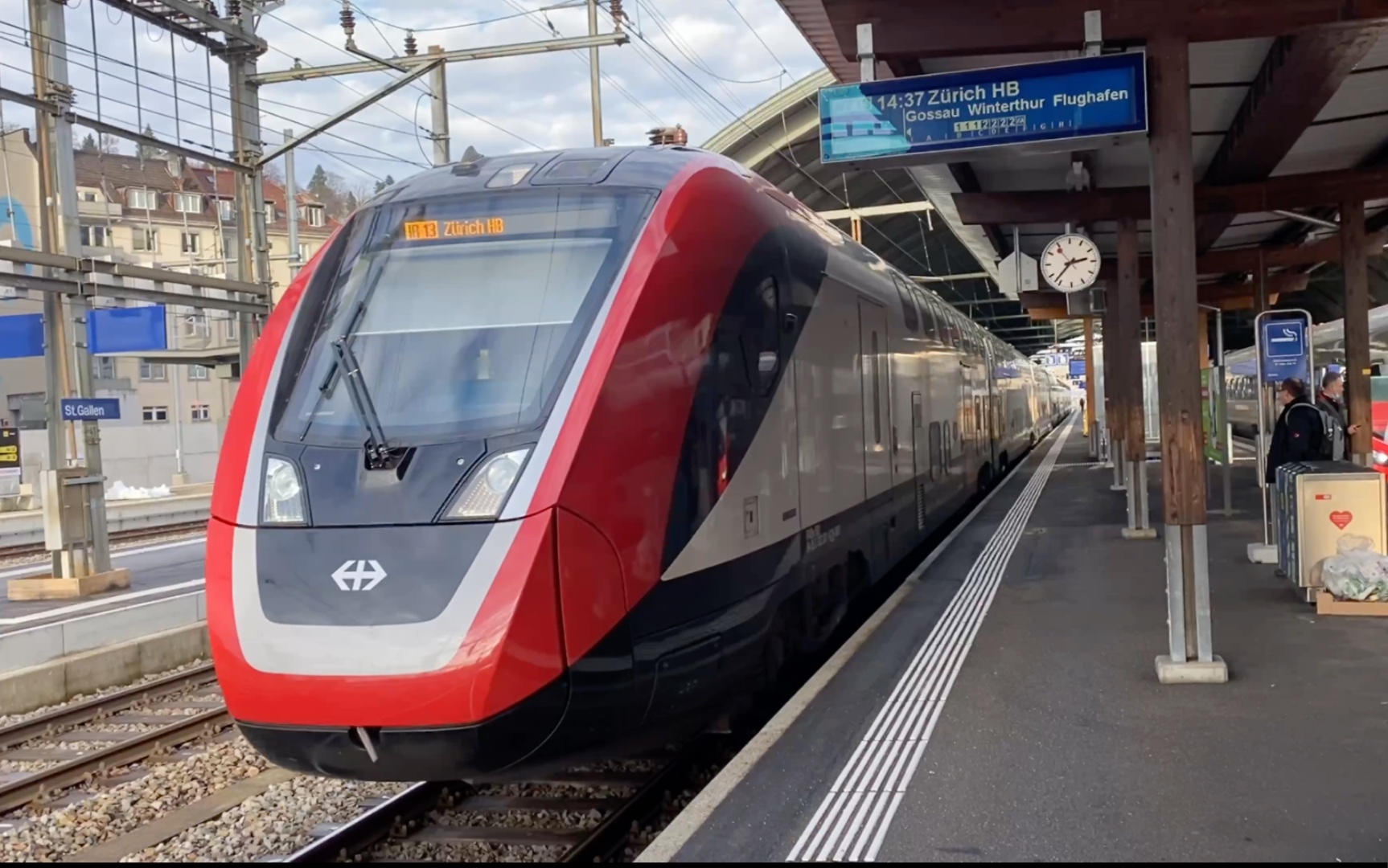 瑞士联邦铁路rabde502双层动车组ir13线zürich hb苏黎世方向列车st.