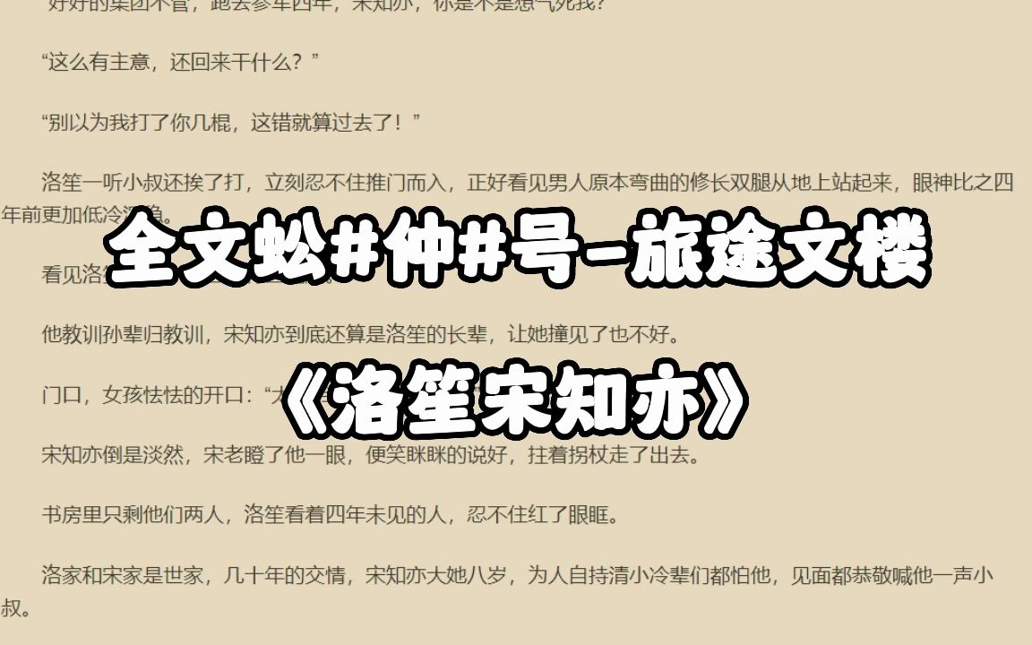 「洛笙宋知亦」《洛笙宋知亦》火爆小说哔哩哔哩bilibili