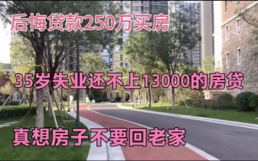 后悔贷款250万买房,35岁失业还不上13000的房贷,真想回老家了哔哩哔哩bilibili