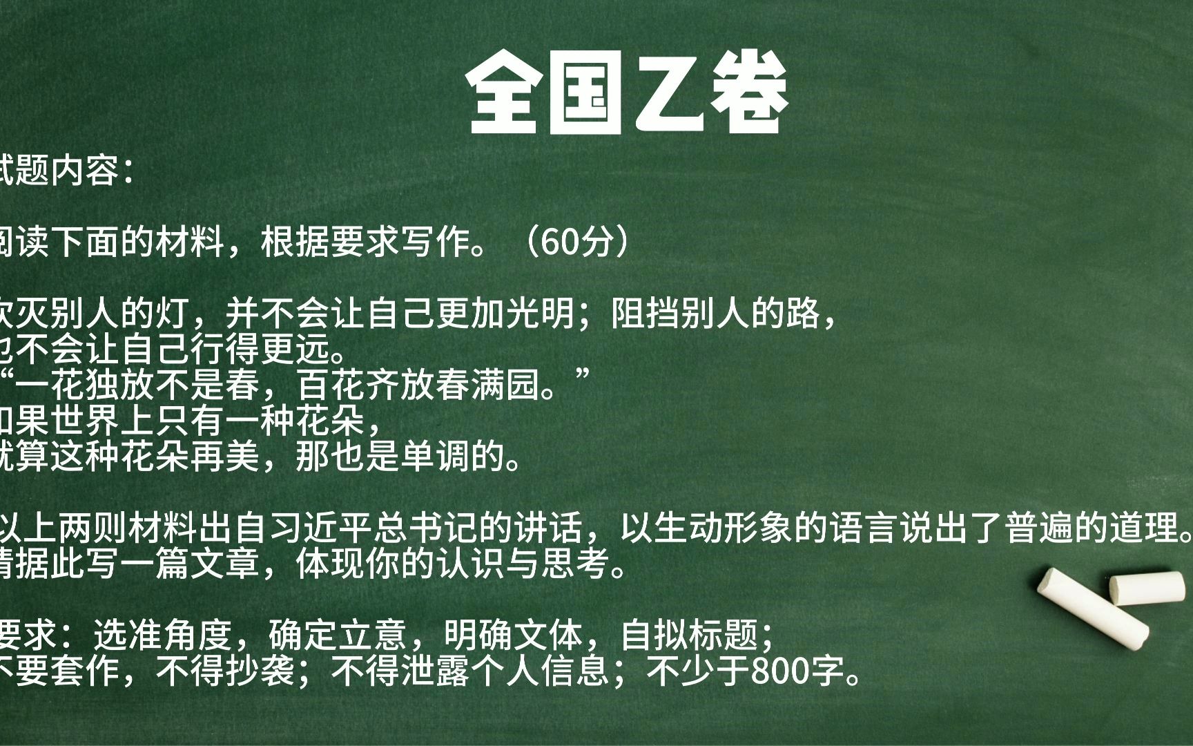 2023年高考全國卷語文作文題:全國乙卷!