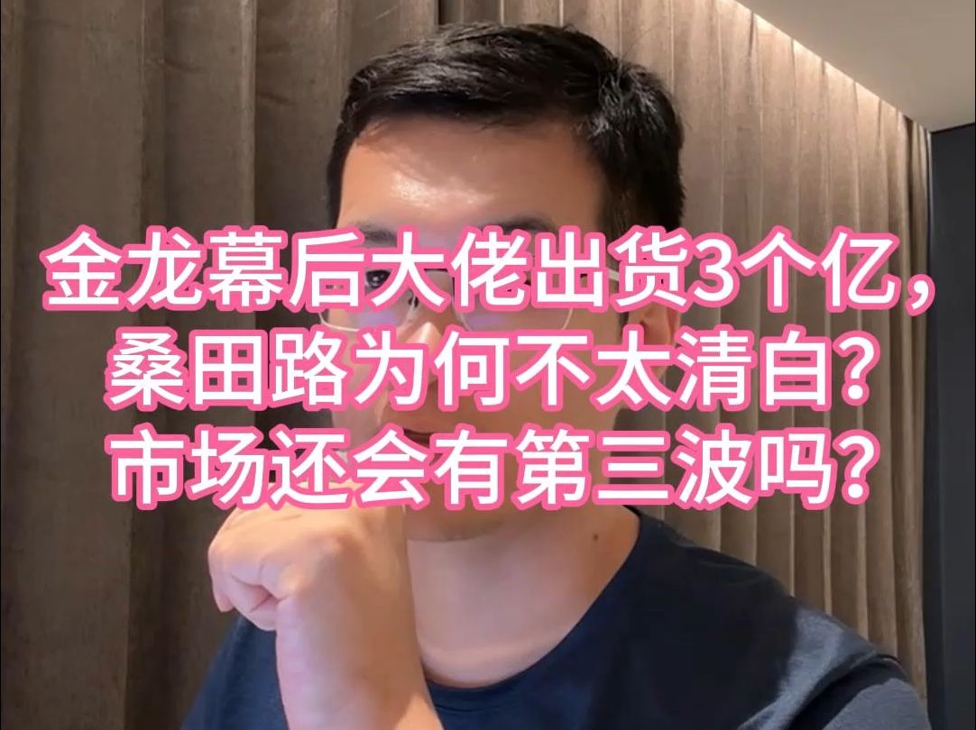 金龙幕后大佬出货3个亿,桑田路为何不太清白?市场还会有第三波吗?哔哩哔哩bilibili