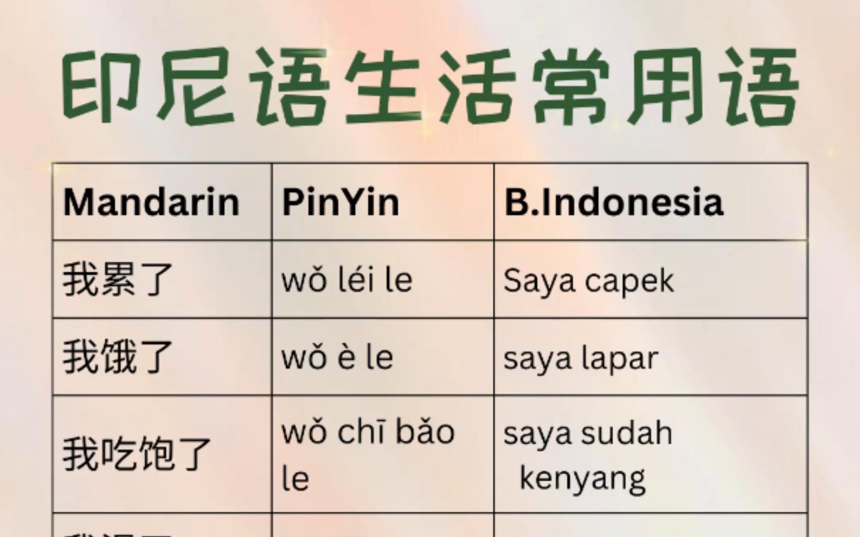 【印尼语词汇】印尼语生活常用词汇 KOSAKATA BAHASA INDONESIA SEHARIHARI哔哩哔哩bilibili