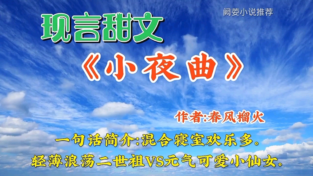 老书迷小说推荐《小夜曲》作者:春风榴火,已完结,情有独钟,业界精英,甜文.哔哩哔哩bilibili