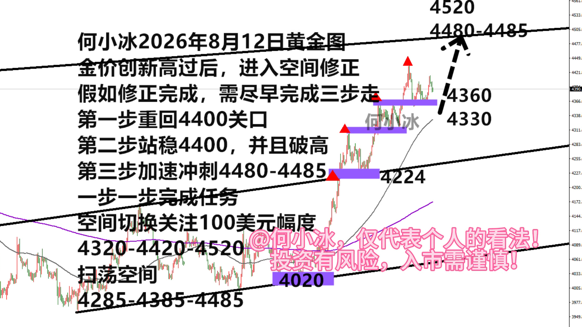 何小冰8月12日金价别波折，涨吧
