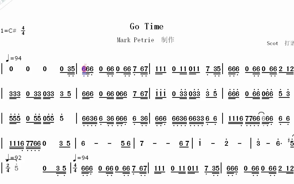 【bgm音乐】go time--mark petrie制作--动态简谱