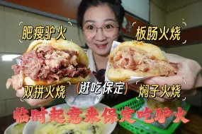 Download Video: 【逛吃保定】临时起意吃驴火！饼皮酥脆双拼驴肉板肠，一咬一流油