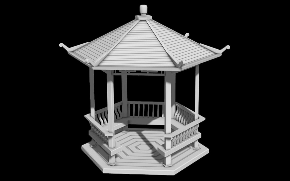 3dmax场景建模,30分钟学会古建筑"凉亭"模型制作