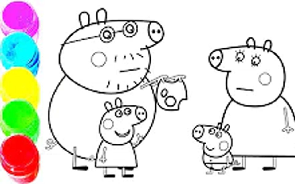 [图]简笔画小猪佩奇填色手工游戏 粉红猪小妹_Peppa Pig