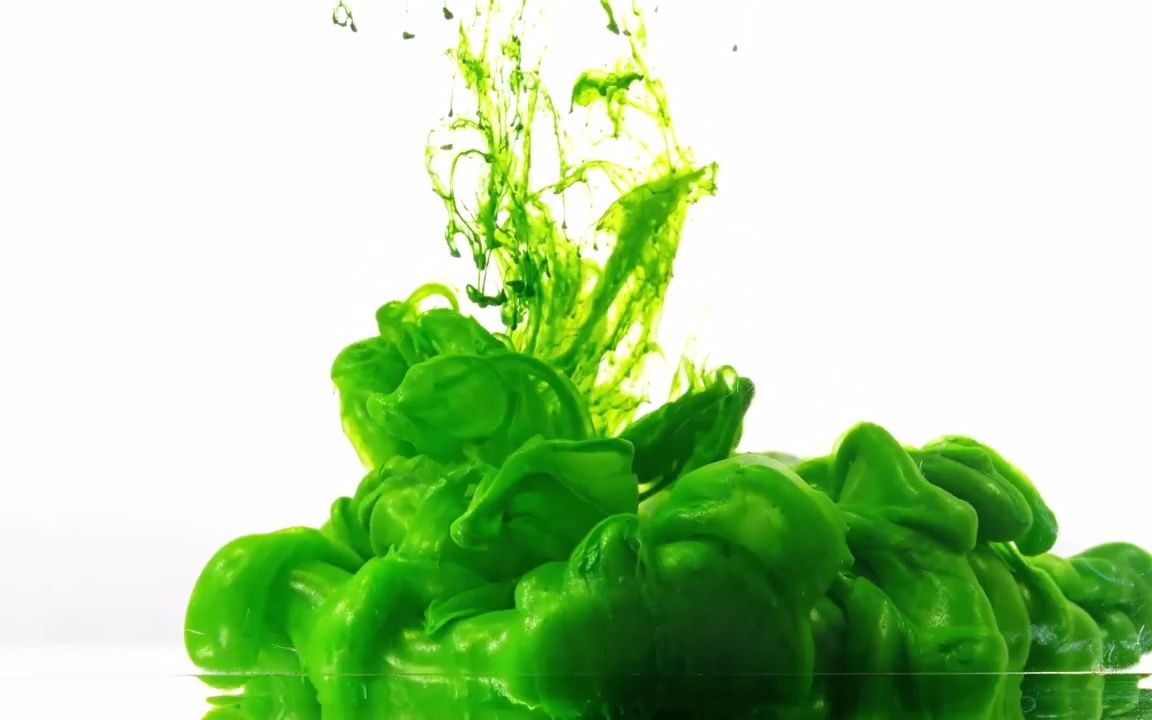 f901 绿色中国风水墨烟雾大气彩色墨滴晕染油墨水彩水中散开视频晚会