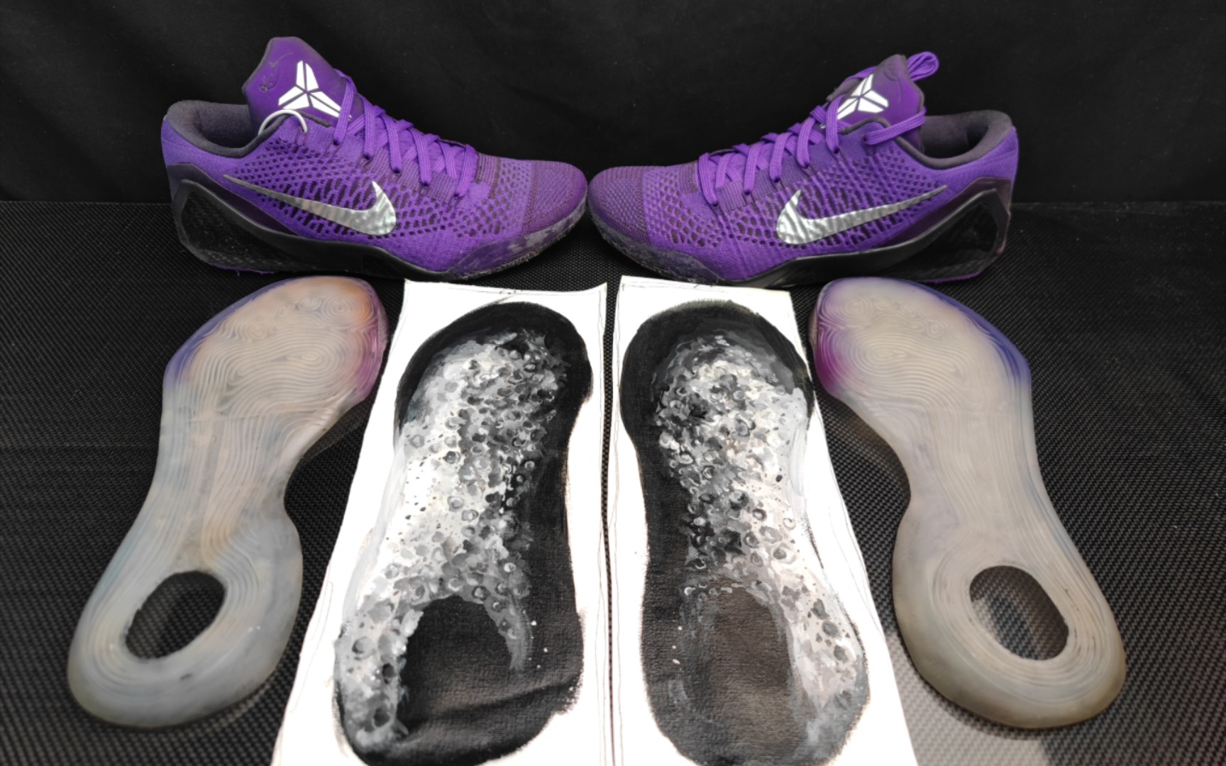 nike kobe 9 科比9月球漫步 全鞋中底重粘 保留原涂鸦