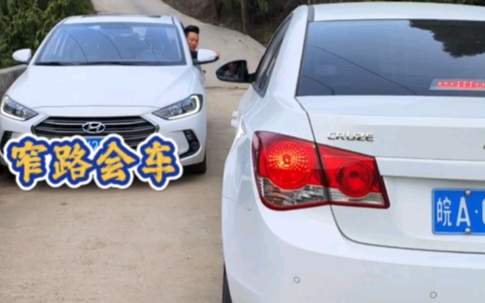 农村山路两车相遇,针锋相对,上演窄路会车