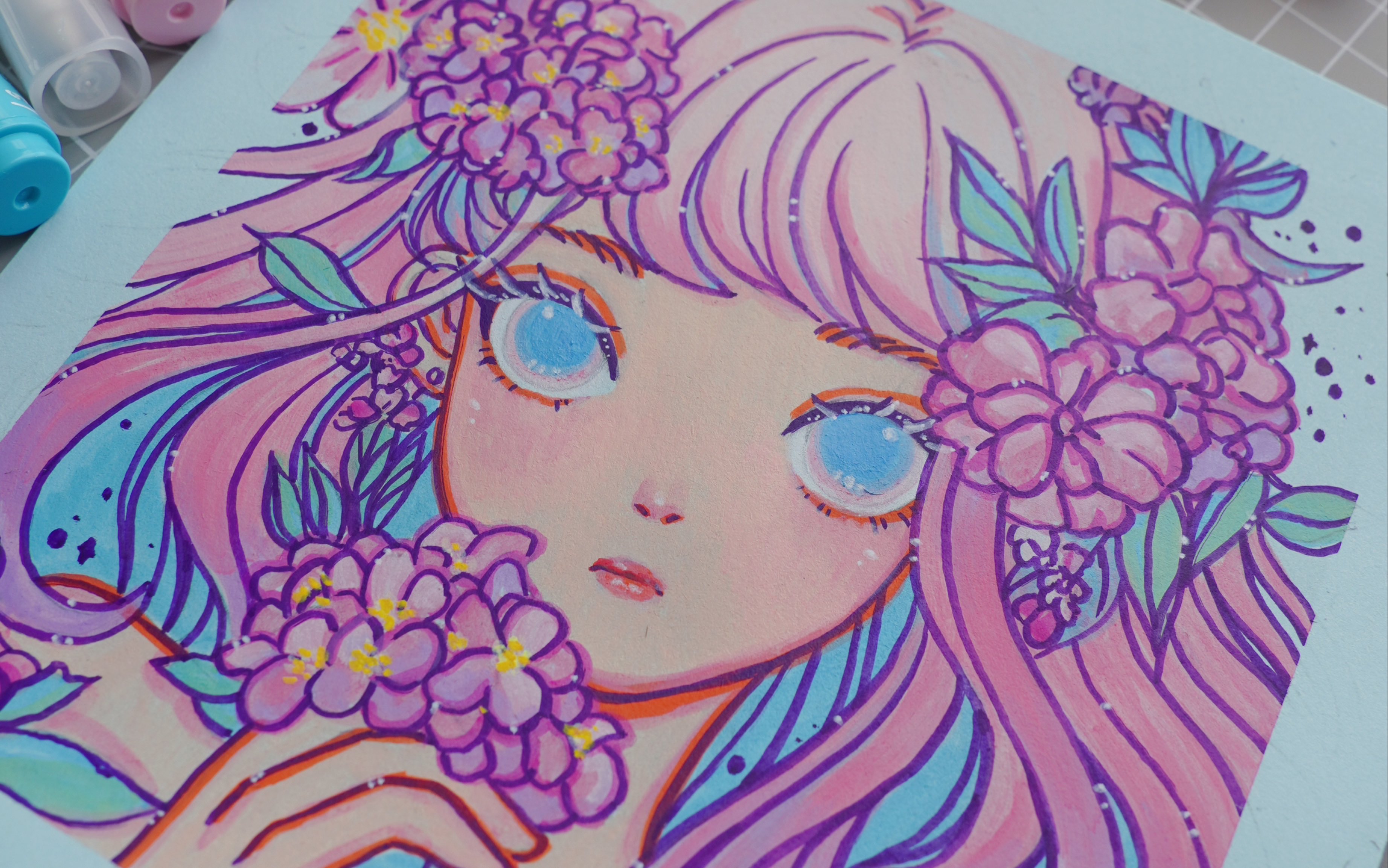 春天的花是冬天的梦|丙烯马克笔绘画