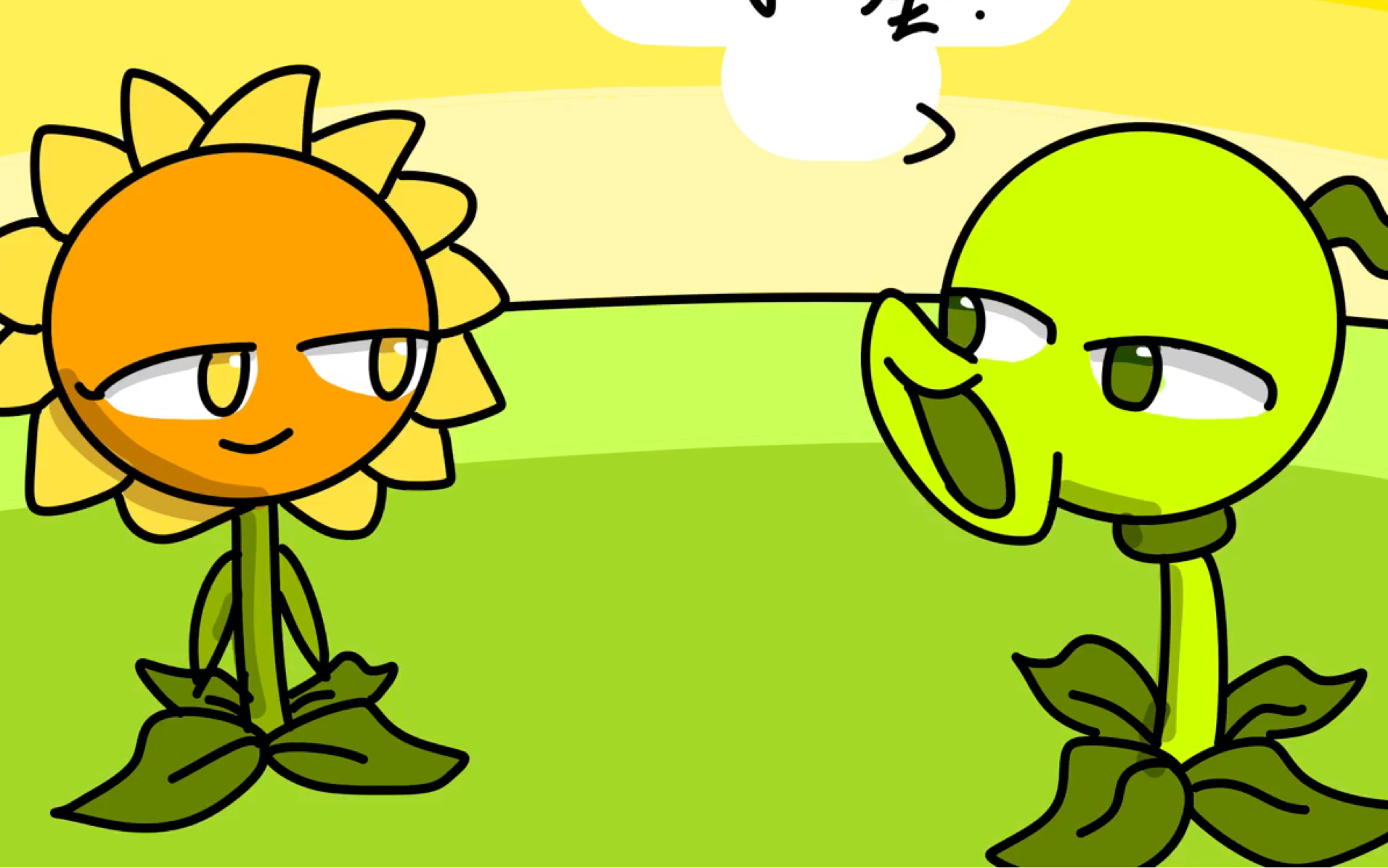 豌豆射手抱着向日葵图片