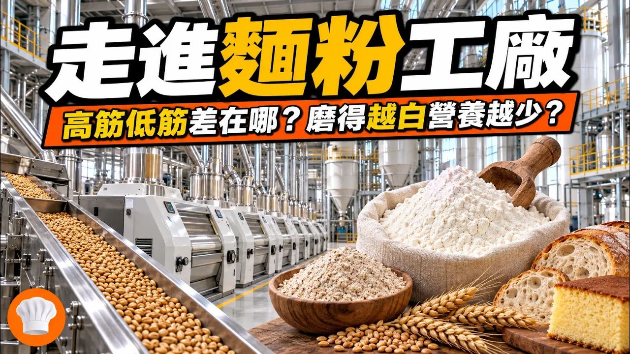 【美食文化】同样是面粉，为何有的做面包、有的做蛋糕？走进工厂，从小麦选种、润麦到钢辊研磨，揭开8%至13%蛋白质如何影响蓬松与酥脆！【超级后厨】