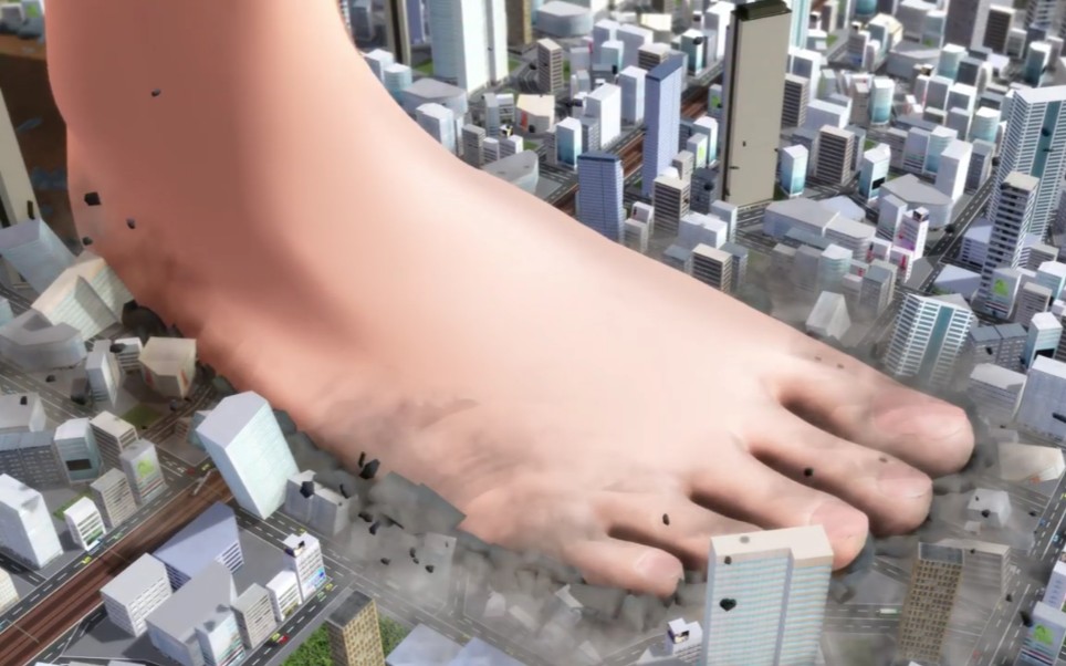 美女巨人破坏城市现实图片
