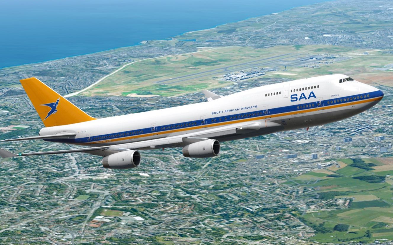 南非航空老装b747-400轻柔落地开普敦