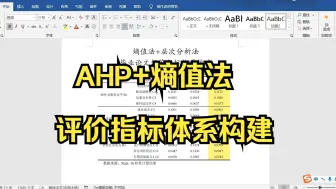 Download Video: 【小白学统计】层次分析法+熵值法组合权重计算，论文评价指标体系构建，层次分析法计算主观权重，熵值法计算客观权重