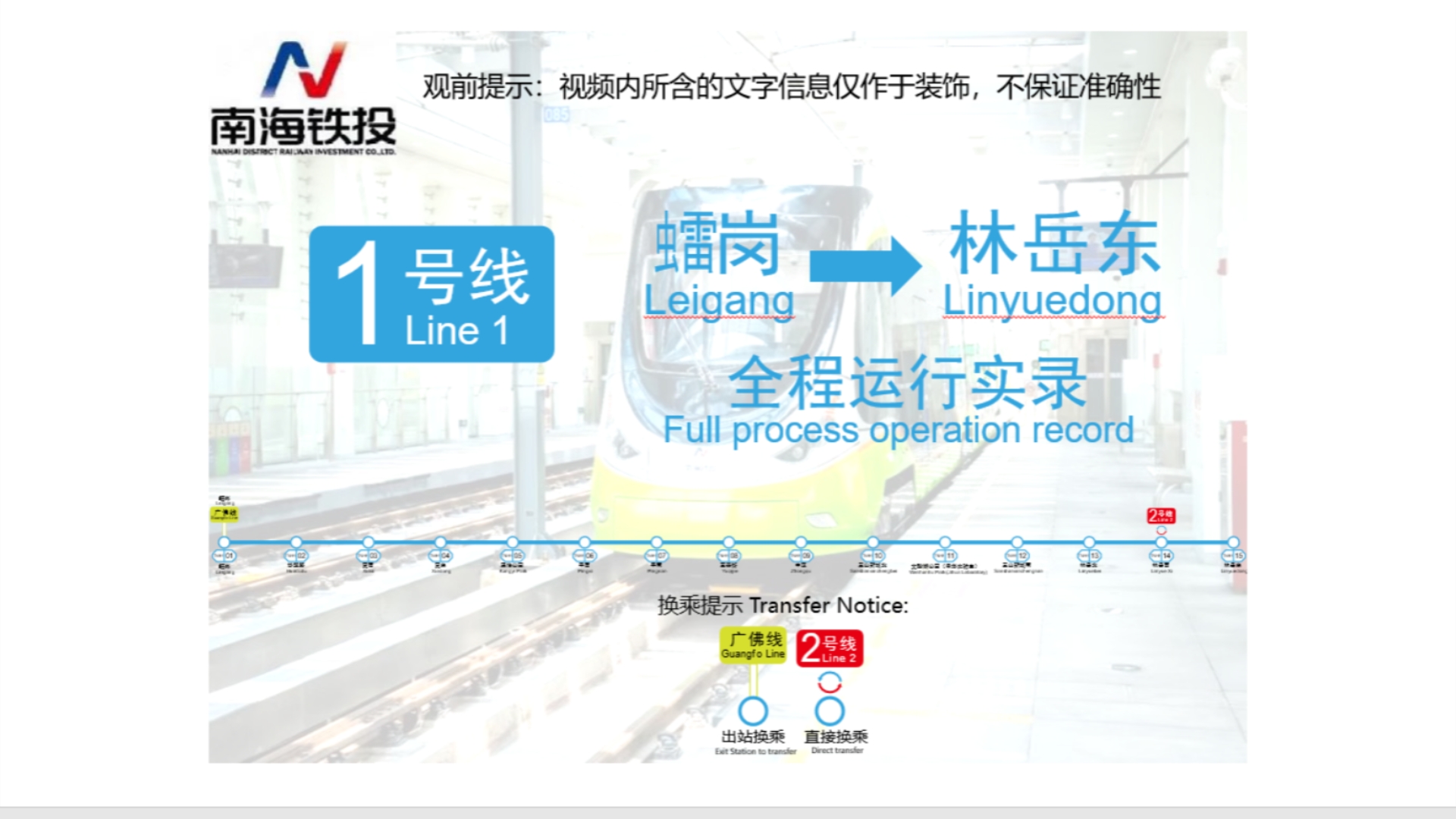 南海有轨电车1号线51岗→林岳东全程前方展望实录