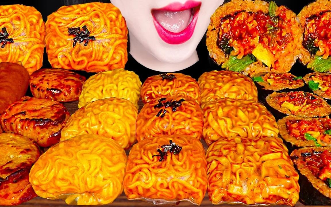 【jane】火鸡面透明春卷&紫菜包饭&煎肉饼&烤香肠