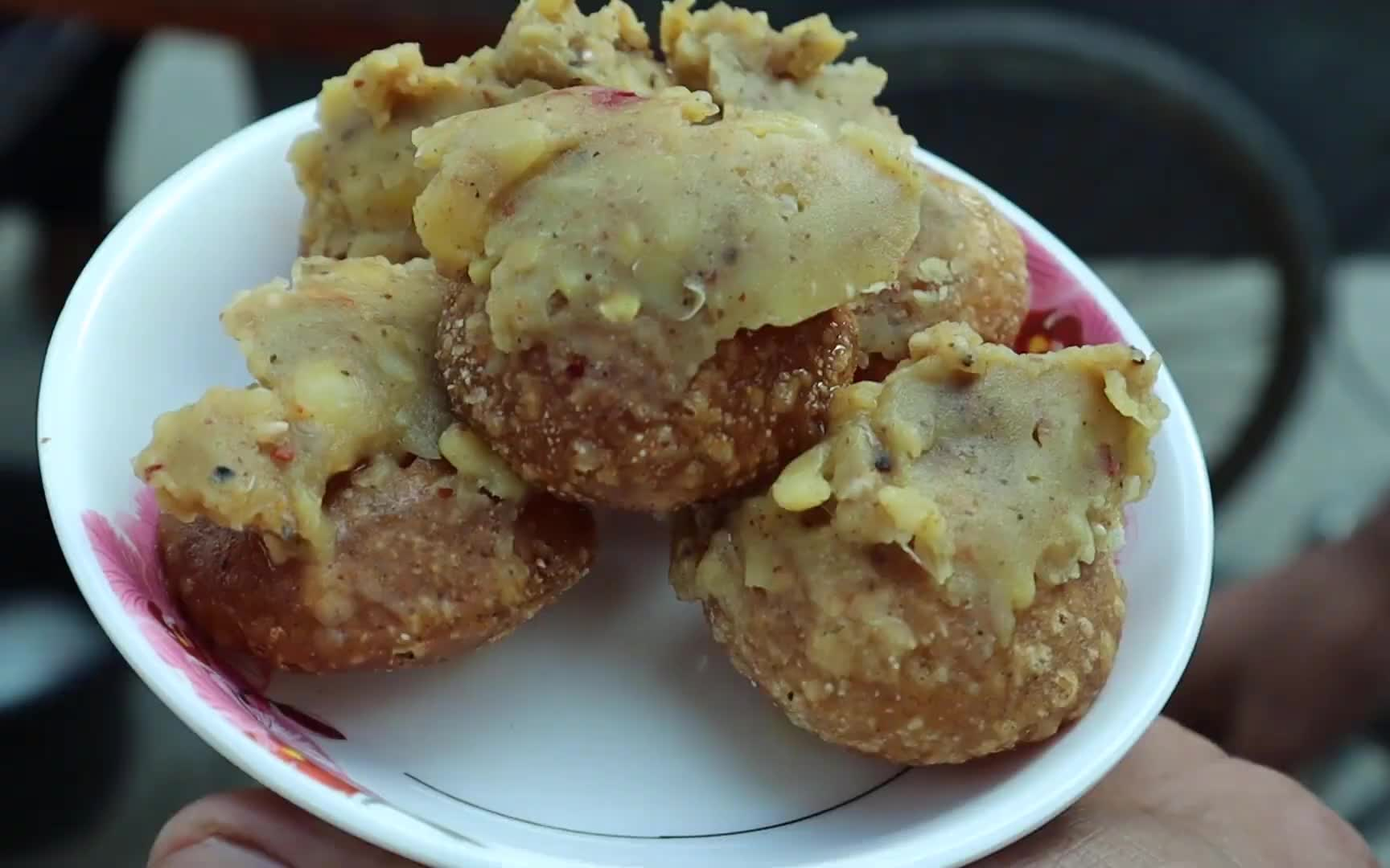 【印度】德里美味炸面球panipuri (fuchka golgappa),用勺子,干净又