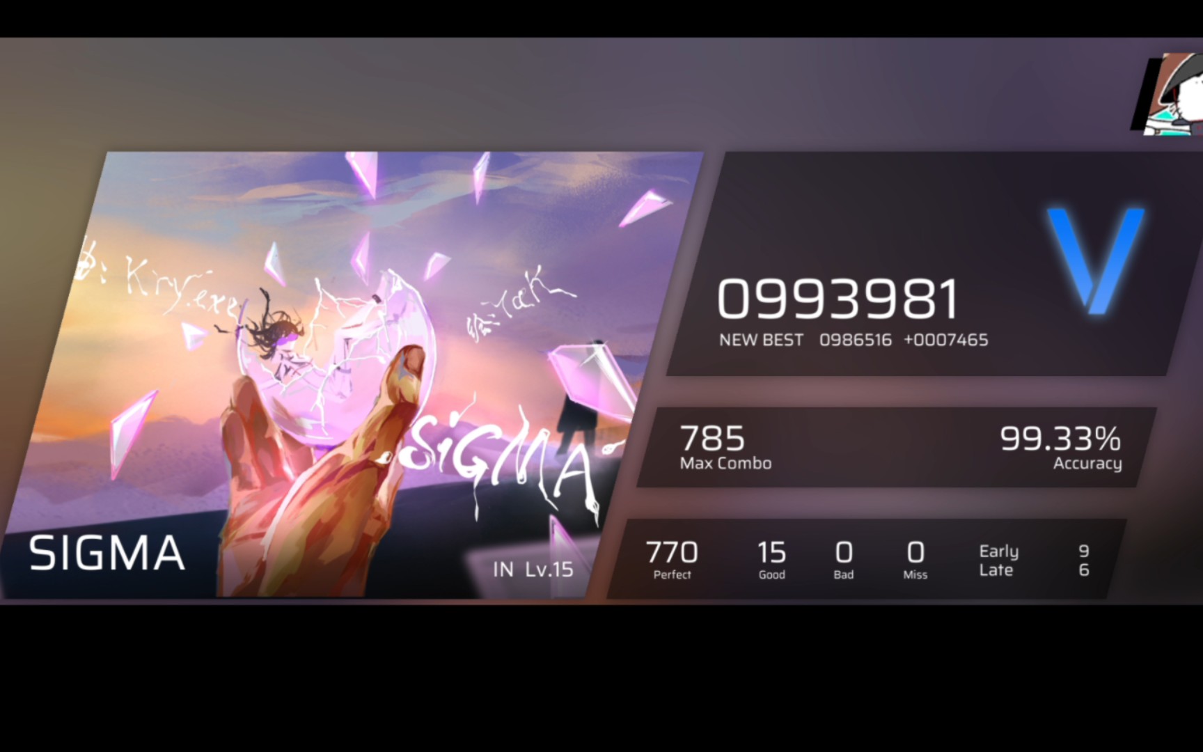 phigros sigma full combo 0993981 99.33%终于全连了