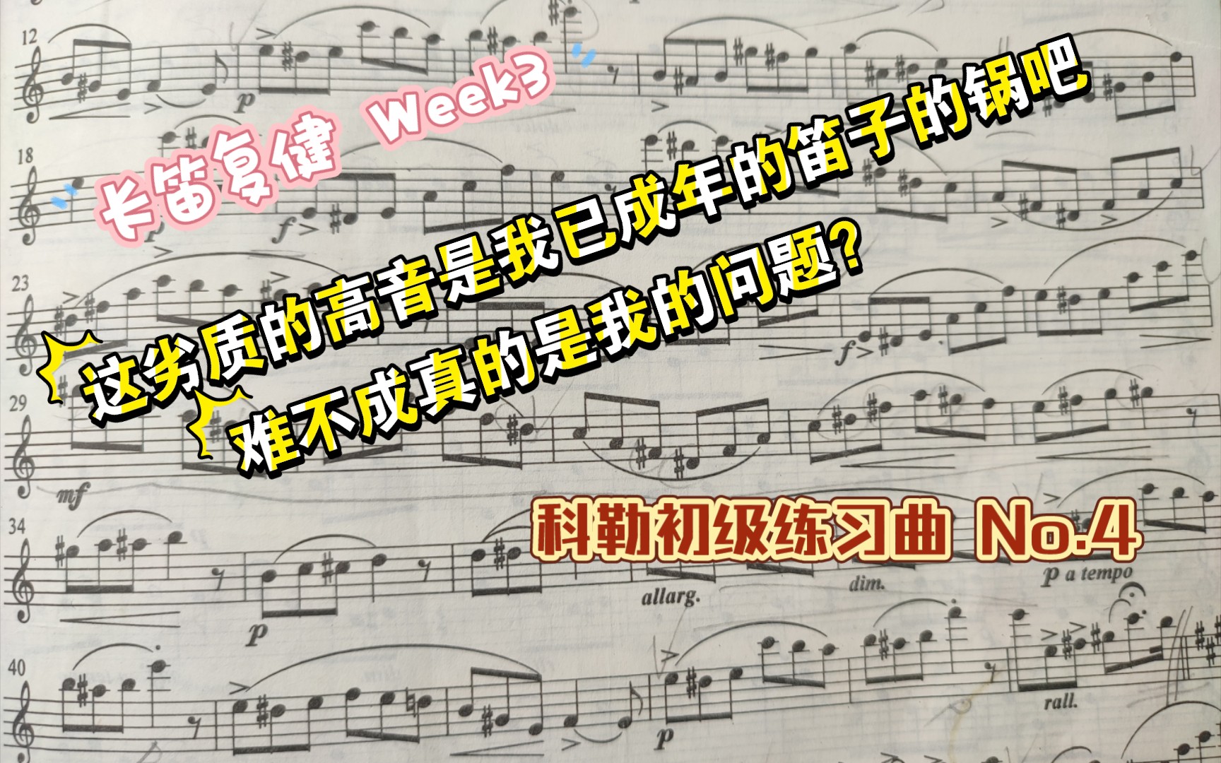 [图]「科勒初级练习曲4」长笛复健Week3 | 想要录完美的一遍或许明年可以做到吧