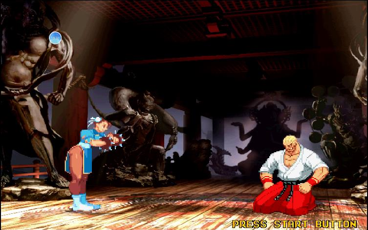 [图]DC《CAPCOM vs SNK 2000》(日版)街机模式最低难度肯和春丽全胜通关