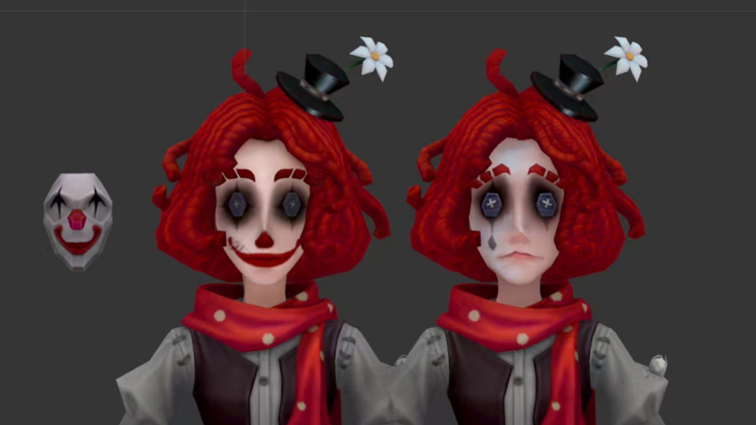 哭泣小丑原皮和剧情模型的对比