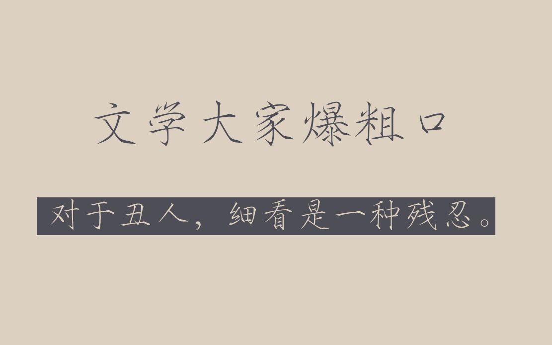 这些文学大家爆起粗口来也是毫不留情,不过还是很有文艺范的哔哩哔哩bilibili