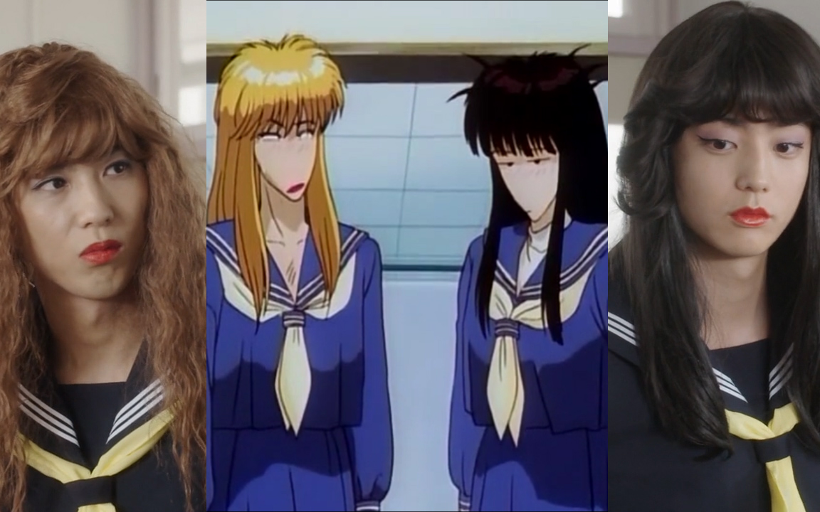 动画vs真人版三桥与伊藤的女装来看看26年前的女装大佬吧