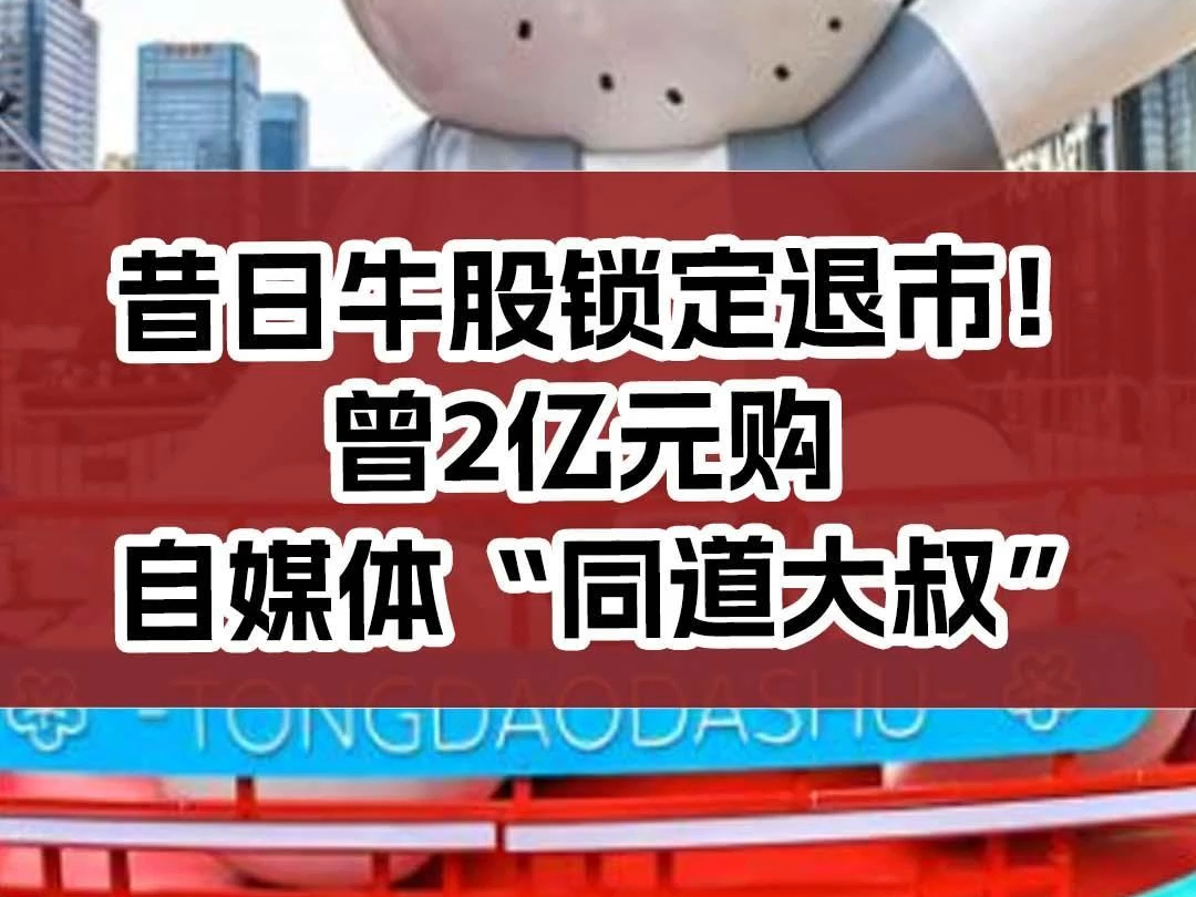 昔日牛股锁定退市!2亿元购自媒体“同道大叔”哔哩哔哩bilibili