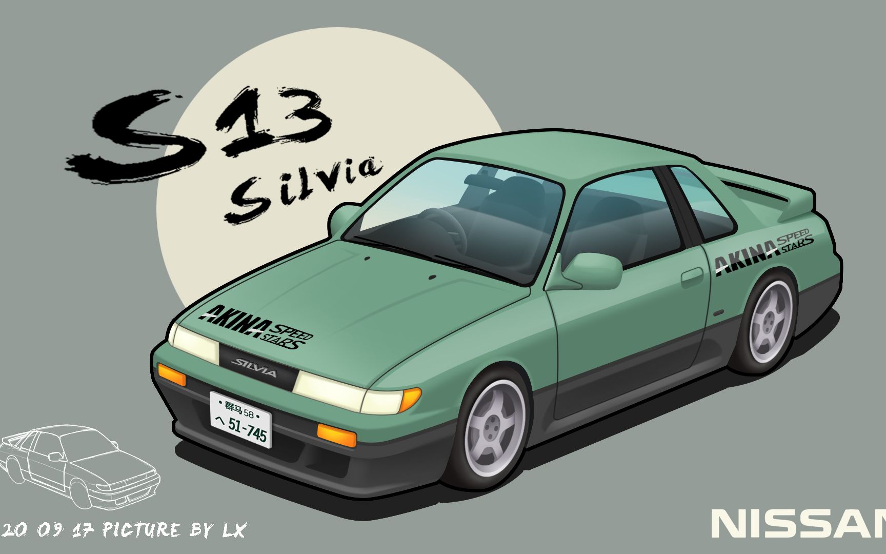 《头文字D》池谷浩一郎座驾 尼桑 Nissan S13 Silvia 绘制教程哔哩哔哩bilibili