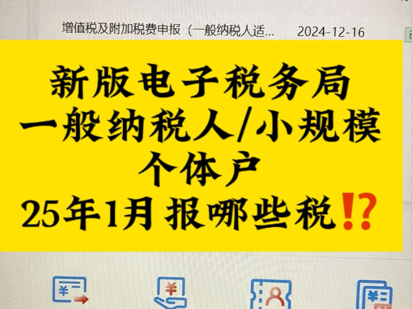 新版电子税务局,一般纳税人,小规模,个体户2025年1月报哪些税?哔哩哔哩bilibili